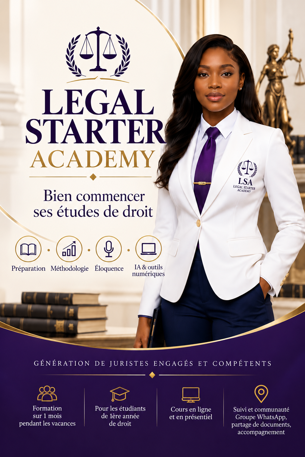 Affiche de la Legal Starter Academy : bien commencer ses études de droit